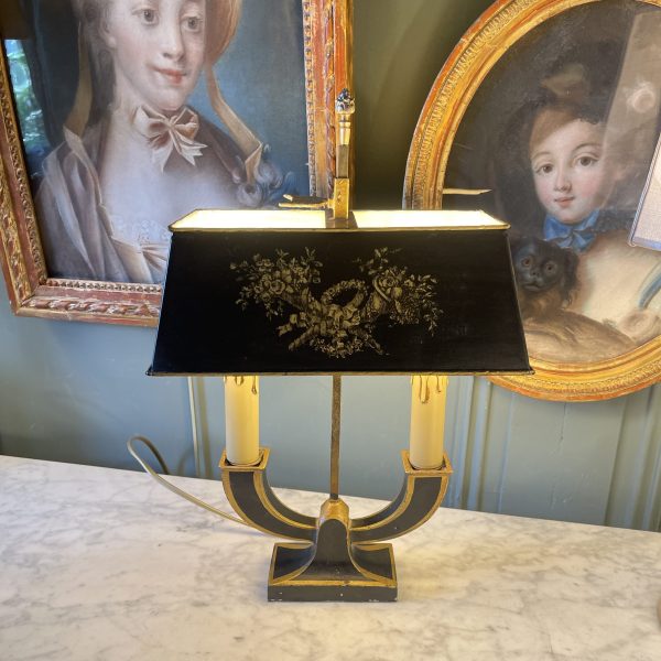 Lampe Bouillotte à Décor Floral, Hauteur  40 cm