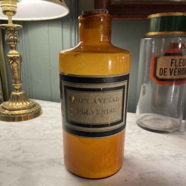 Pot à Pharmacie En Verre Orange XIXème