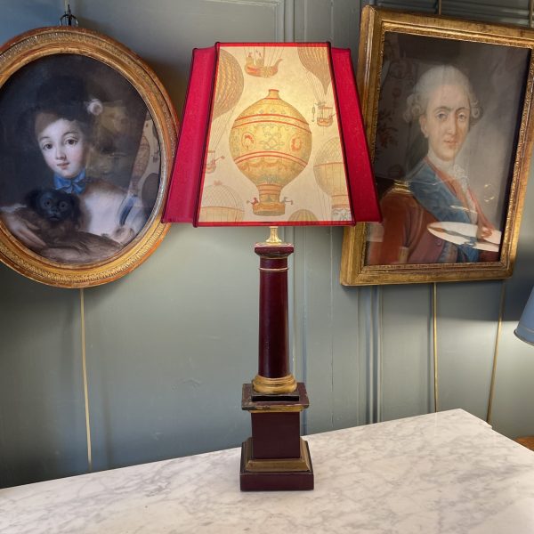 Lampe en tôle peinte XIXème, hauteur 62 cm