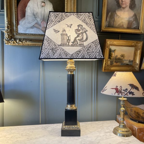 Lampe en bronze et laiton patiné XIXème, Hauteur 81.5 cm