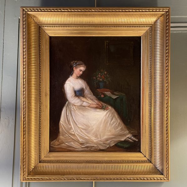 Portrait d'une jeune femme à la rose de Emma Sterrer, daté 1867