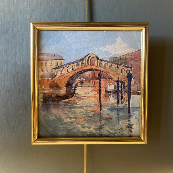 Le pont du Rialto à Venise, aquarelle