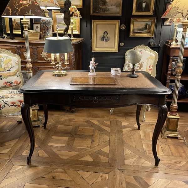 Bureau plat en bois noirci XIXème