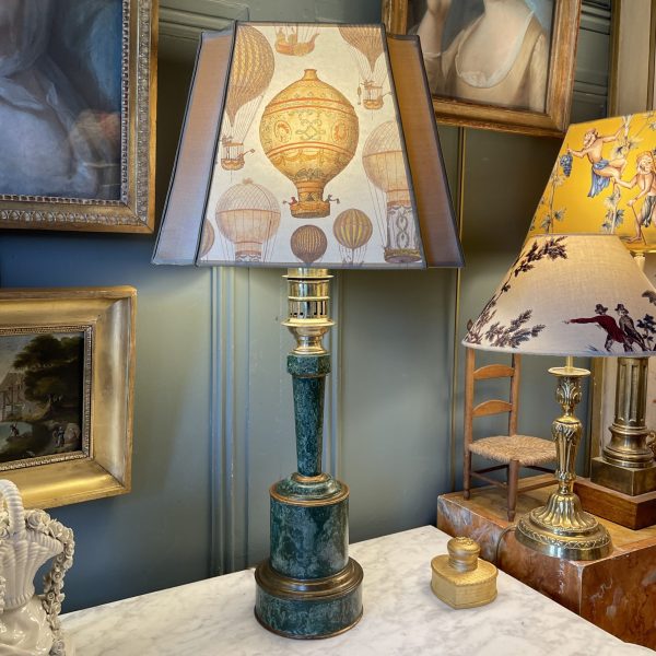 Lampe Carcel en tôle peinte XIXème, hauteur 70 cm