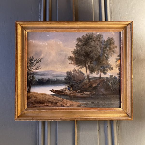 Les barques, Aquarelle XIXème