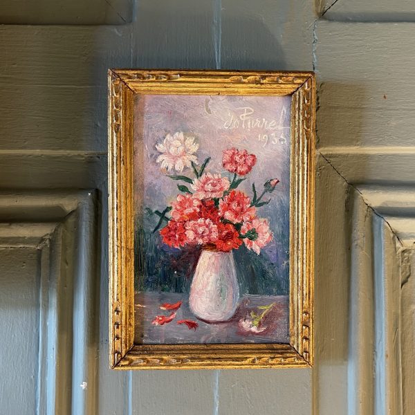 Petit tableau de fleurs daté 1935