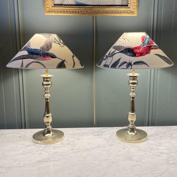 Pair Of Bronze Lamps, Height 43.5 Cm