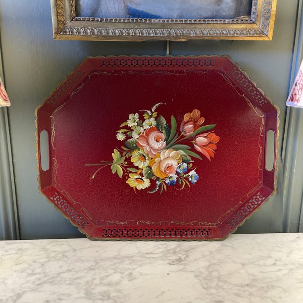 Octagonal Tray In Painted Sheet Metal, 37 Cm X 47.5 Cm