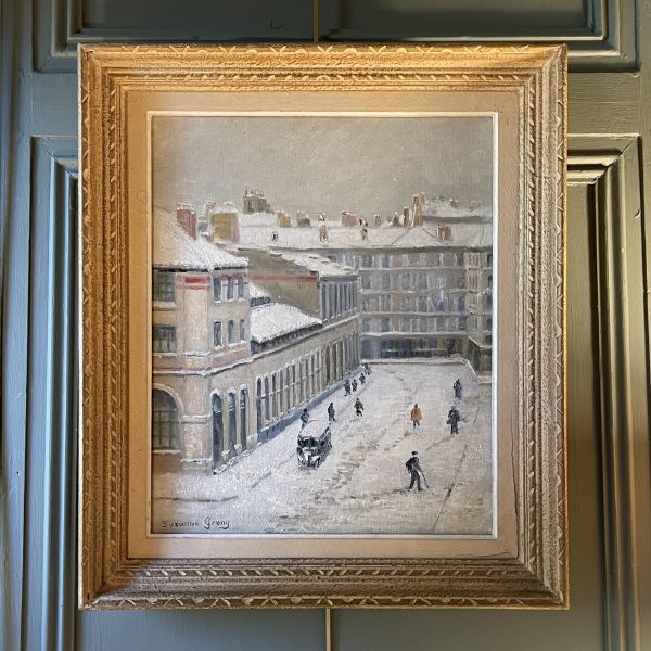 Les rues enneigées, Paysage animé de Suzanne Gruny daté 1946