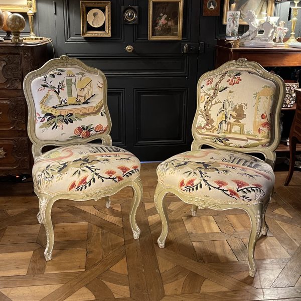 Pair Of Painted Wooden Queen Chairs