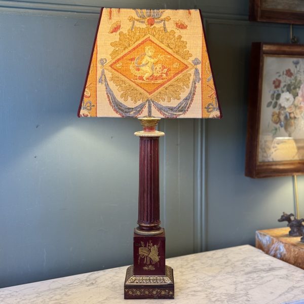 Lampe Carcel en tôle peinte XIXème, hauteur 74 cm