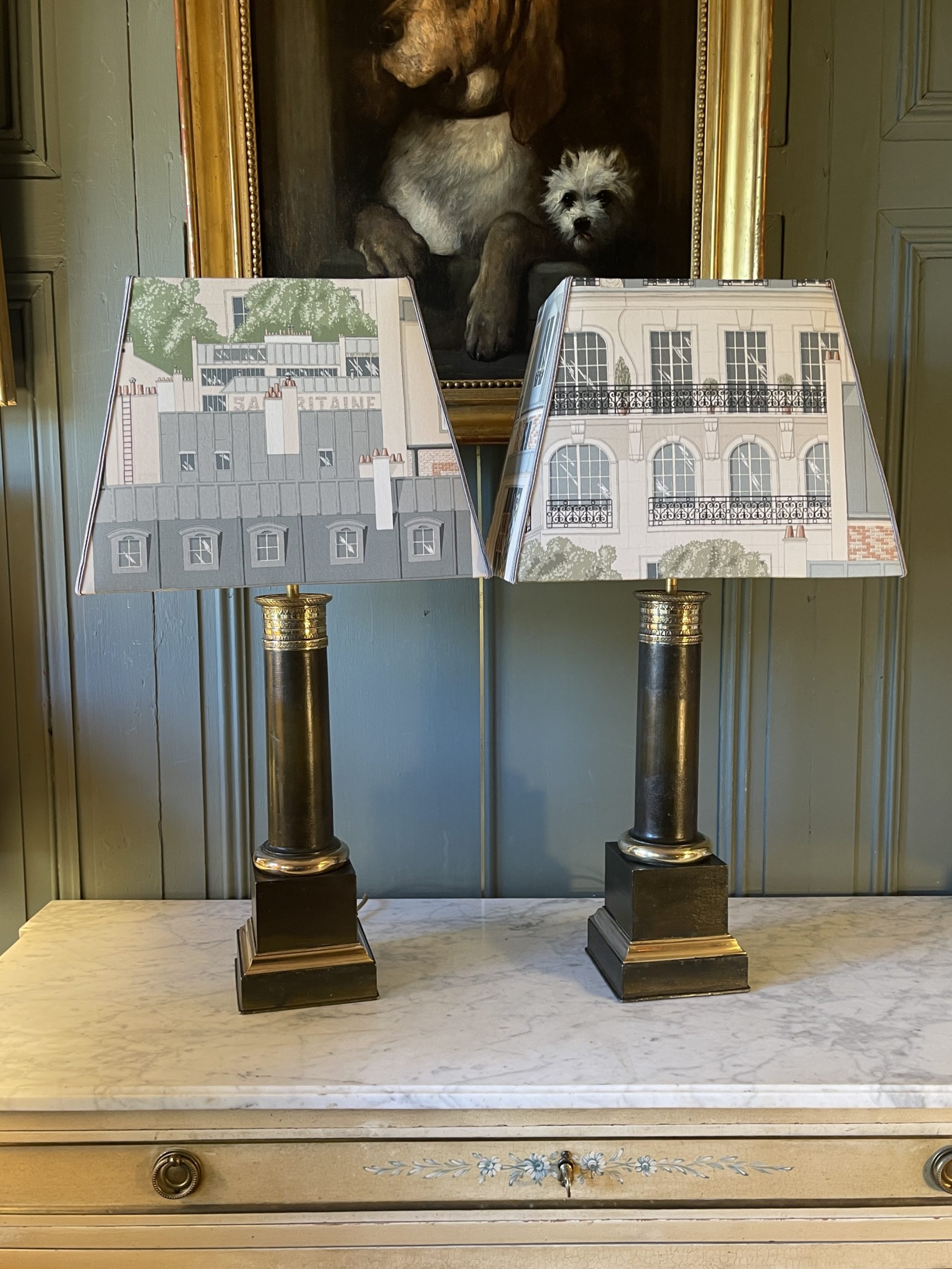 Ponvianne Antiquités paire de lampe Carcel 2