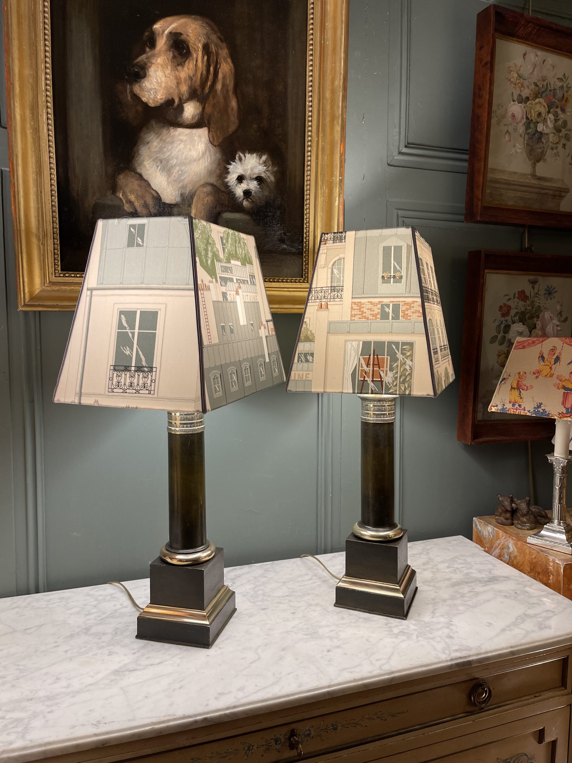 Ponvianne Antiquités paire de lampe Carcel 3