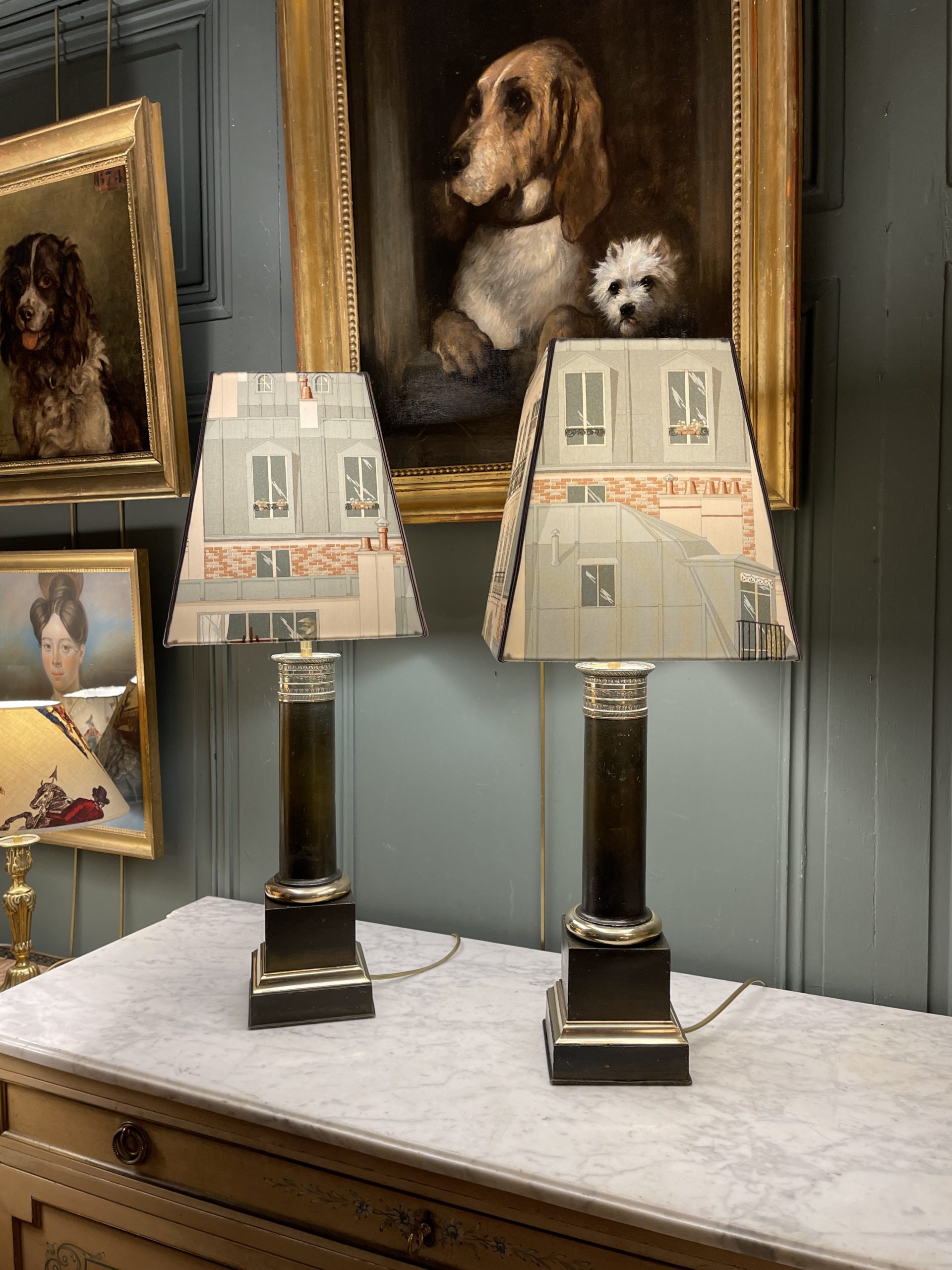 Ponvianne Antiquités paire de lampe Carcel 4