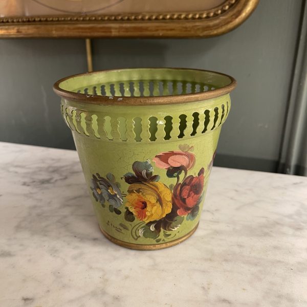 Petit cache-pot, corbeille En Tôle Peinte