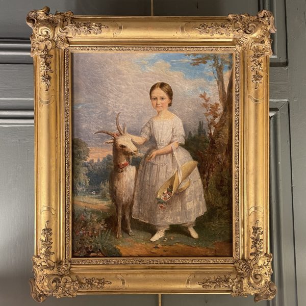Portrait d'une petite fille et sa chèvre, daté 1851