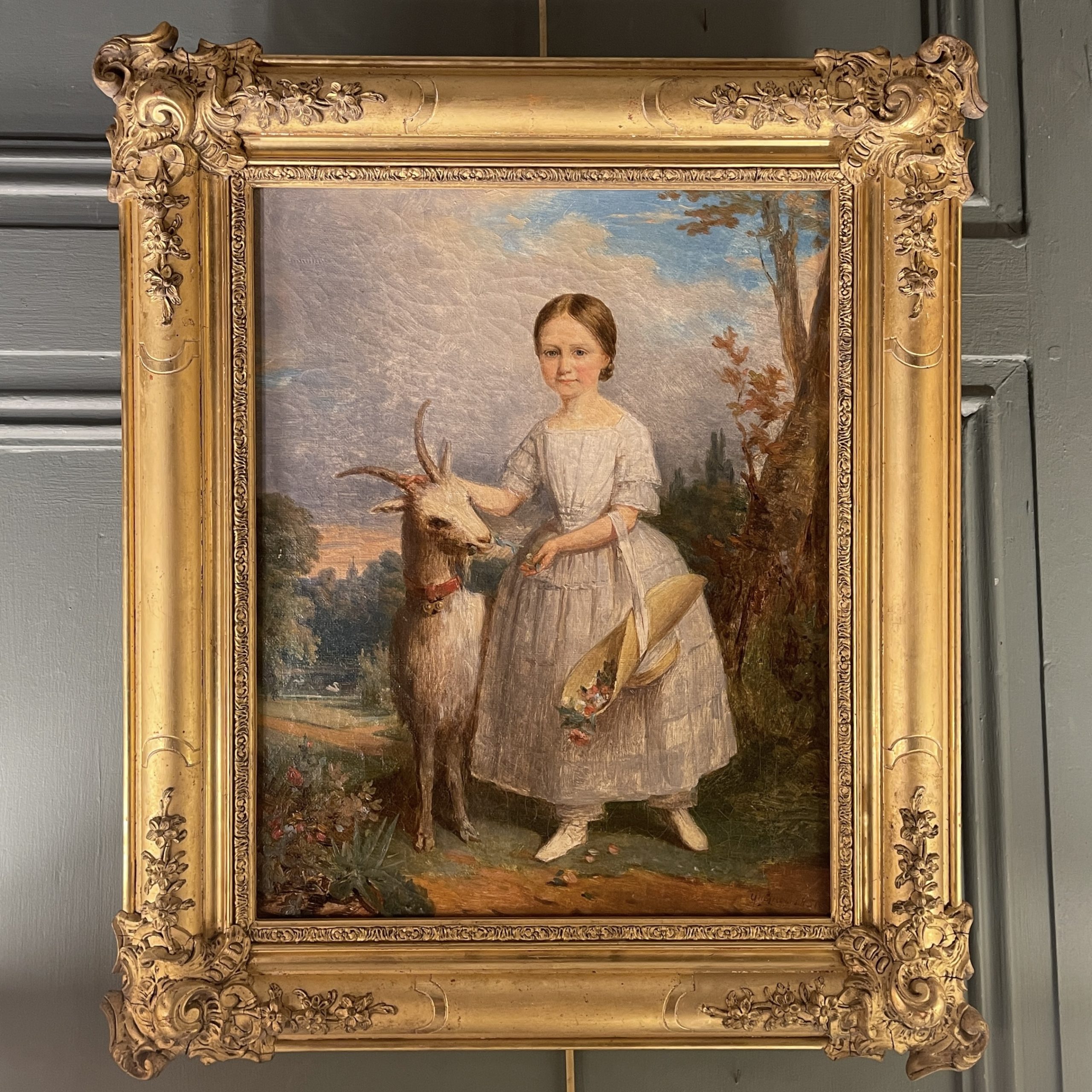 Ponvianne Antiquités portrait fille chèvre 1