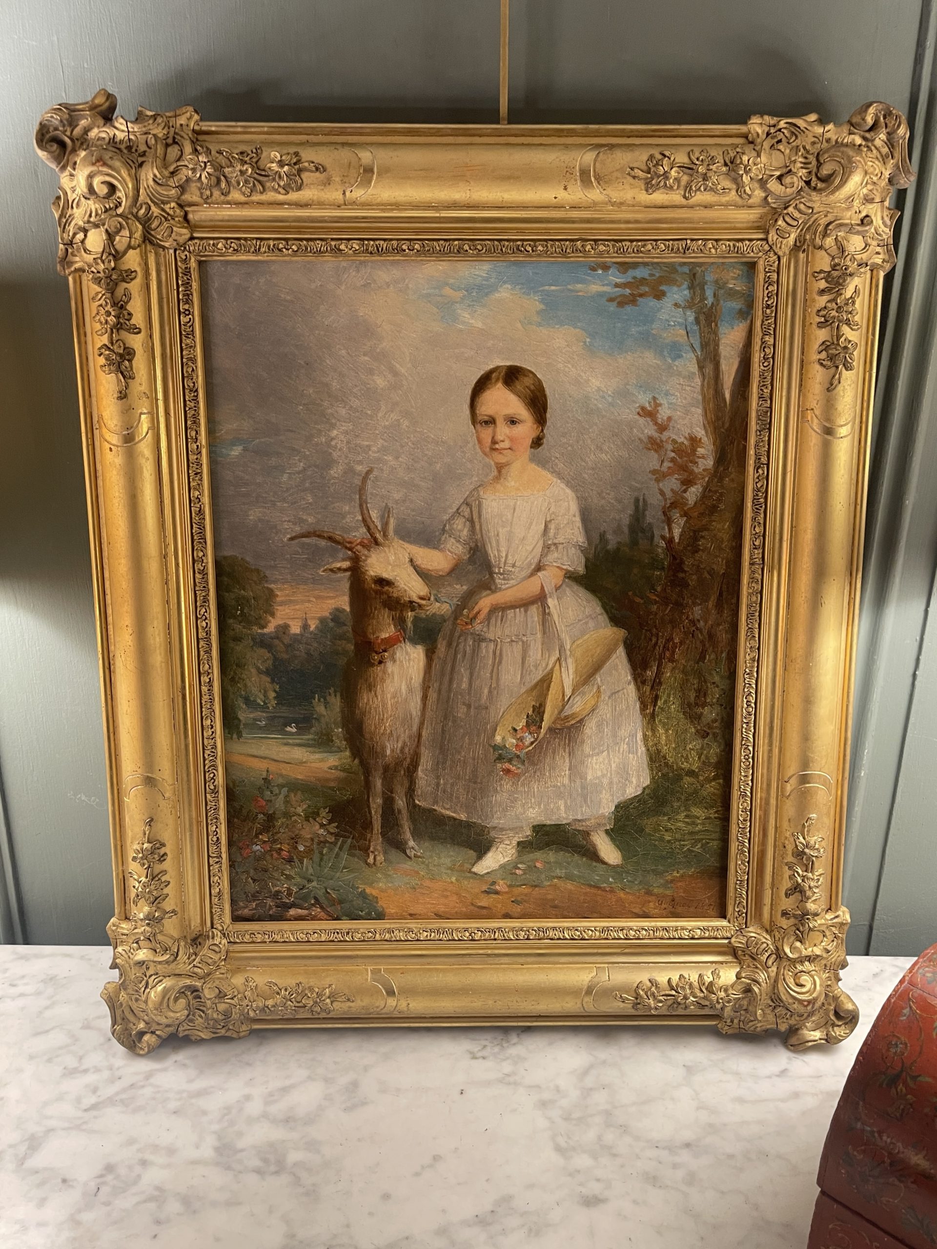 Ponvianne Antiquités portrait fille chèvre 10