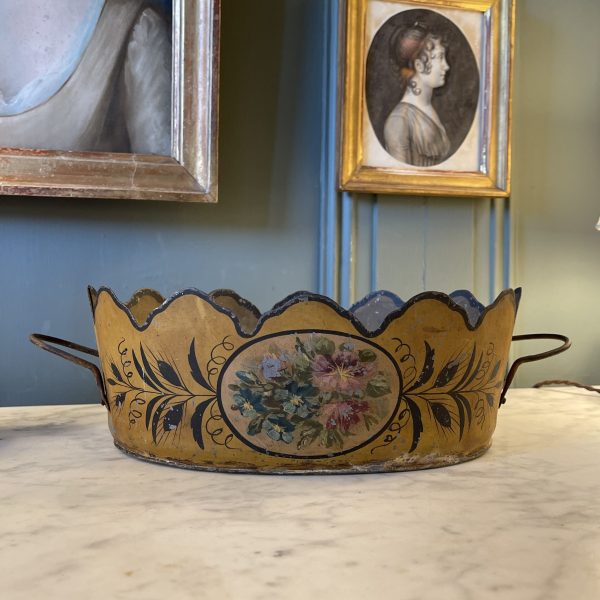 Rafraîchissoir, Verrière en tôle peinte à décor floral époque Napoléon III