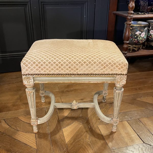 Tabouret en bois peint style Louis XVI XIXème