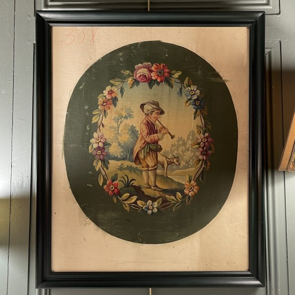 Le berger jouant de la flûte, carton d'Aubusson XIXème