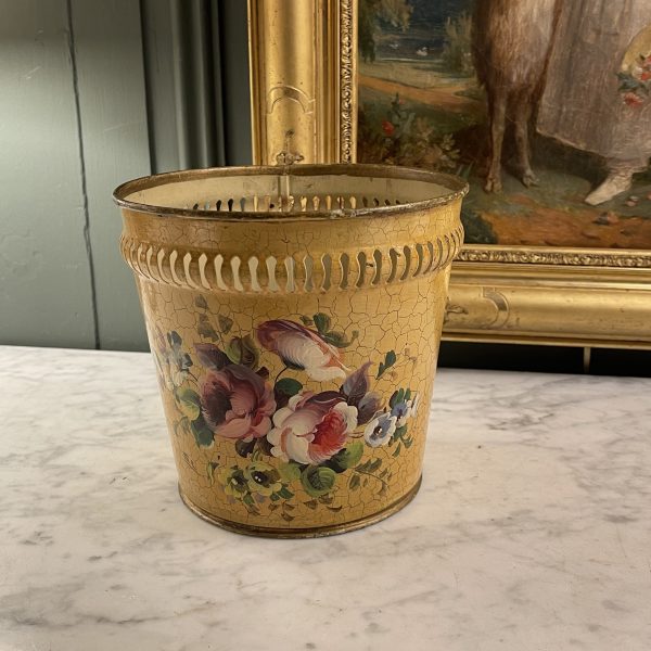 Plant Pot, Painted Metal Basket, Height 15.5 Cm