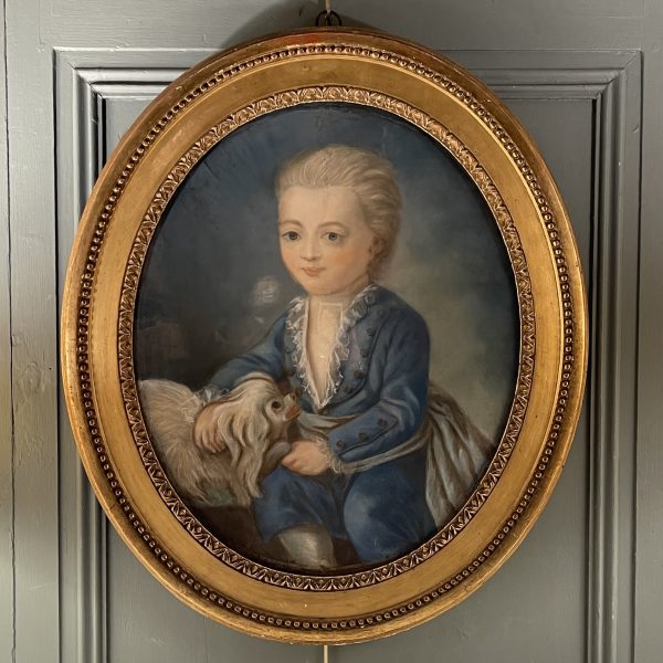 Portrait Of A Little Boy With A Dog, 18th-century Pastel