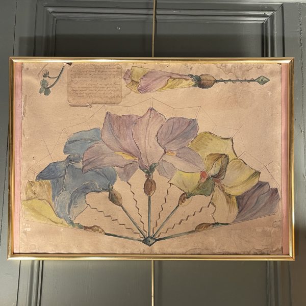Projet d'un éventail aux Iris Art Déco
