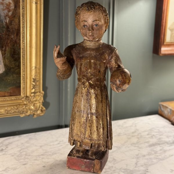 Saint Jean Baptiste en bois sculpté polychrome XVIIIème