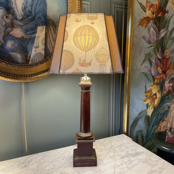 19th Century Painted Sheet Metal Lamp, Height 65 Cm