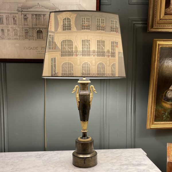 Carcel Lamp In Painted Sheet Metal, 19th Century, Height 74 Cm