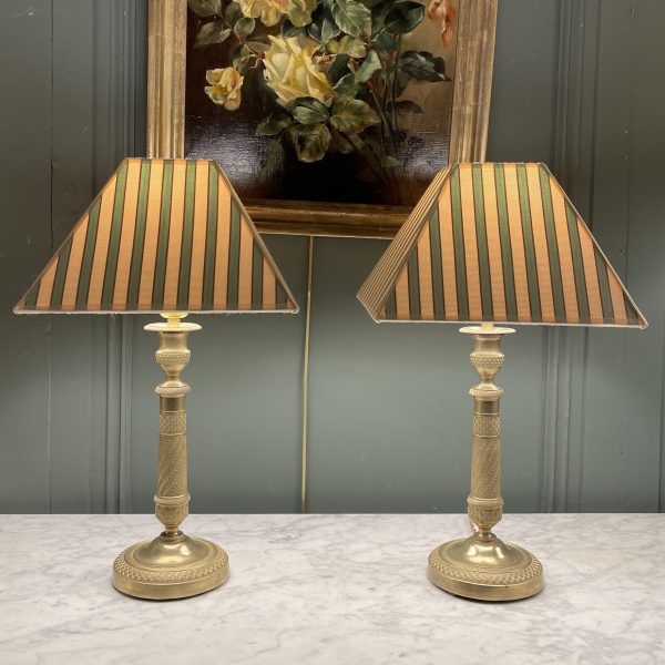 Pair Of 19th-century Gilt Bronze Lamps, 44 Cm High