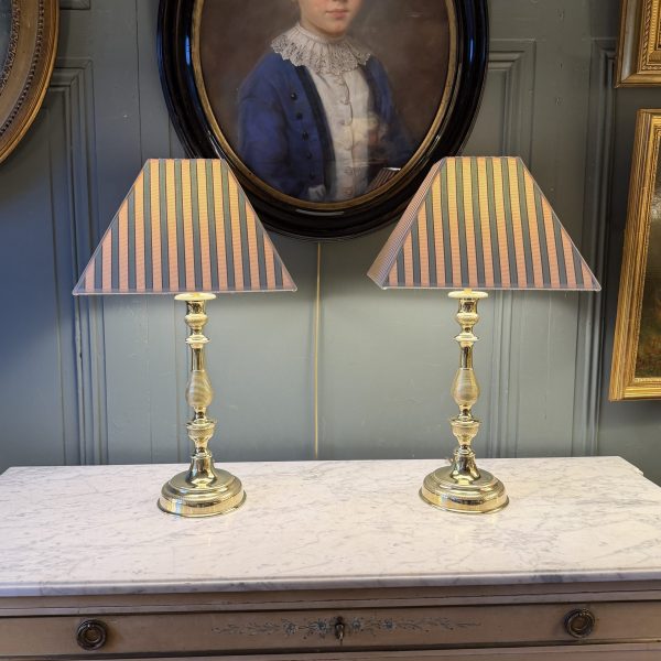 Grande paire de lampes en bronze XIXème, Hauteur 55 cm