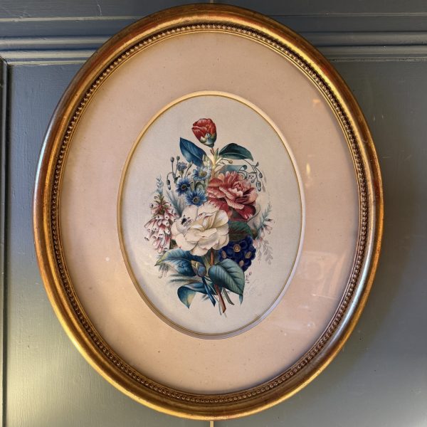 Bouquet de fleurs, gouache datée 1867