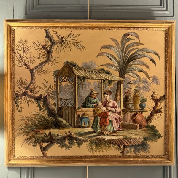 Chinoiseries, huile sur toile XIXème N°2