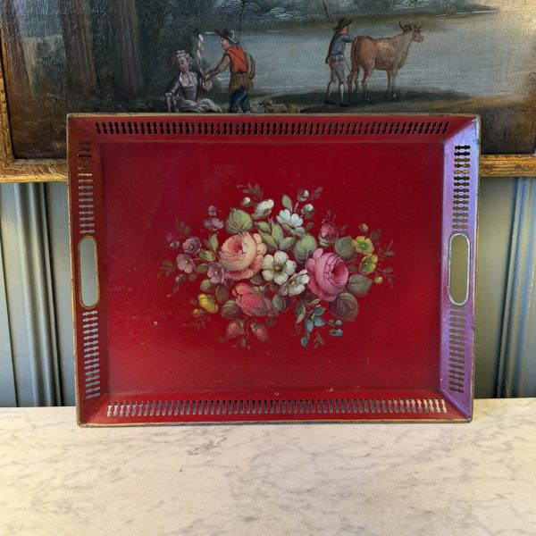 Plateau rectangulaire en tôle peinte, 35 cm x 45 cm