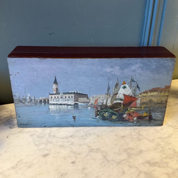 Le Grand Canal de Venise, boite en bois peint XIXème