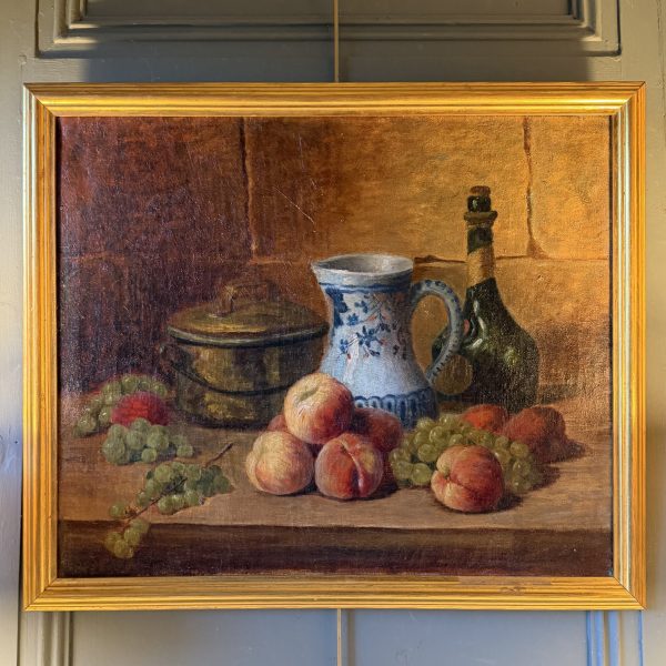 Nature morte aux pêches, raisins et à la liqueur Bénédictine