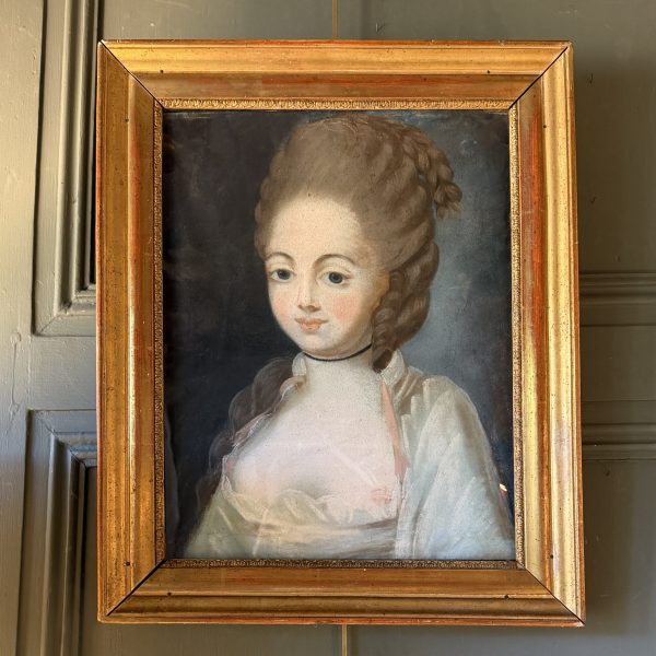 Portrait de dame au ruban noir, pastel XVIIIème