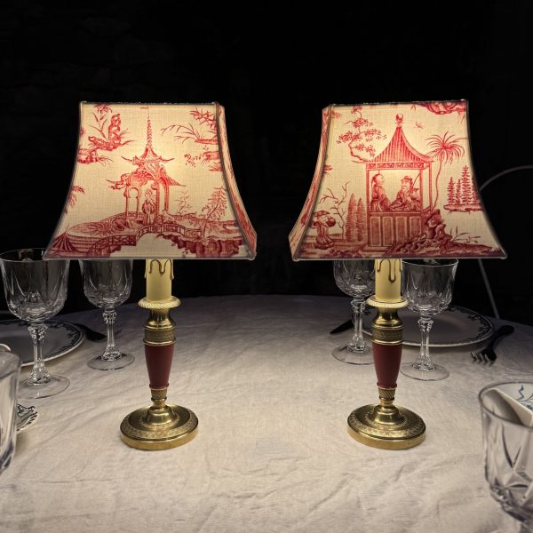 Paire de lampes de table sans fil "Chinoiseries", Hauteur 35 cm