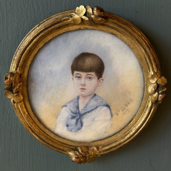 Miniature, portrait d'un jeune garçon daté 1919