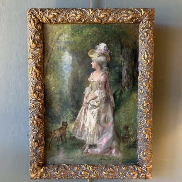 Une élégante et son chien de Théodore Lévigne 1848-1912