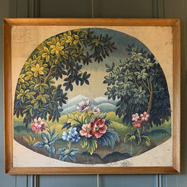 Carton de tapisserie d'Aubusson, Paysage champêtre XIXème