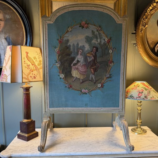 Ecran de cheminée à toile peinte XIXème