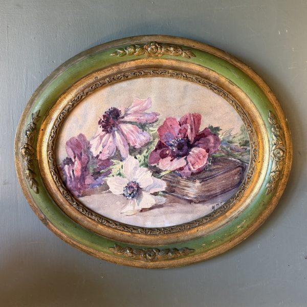 Jeté de fleurs ovale, aquarelle