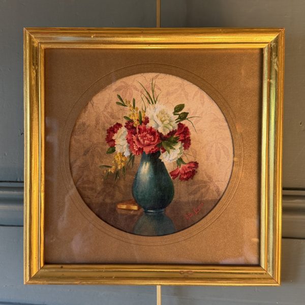 Bouquet d'oeillets et mimosa, gouache