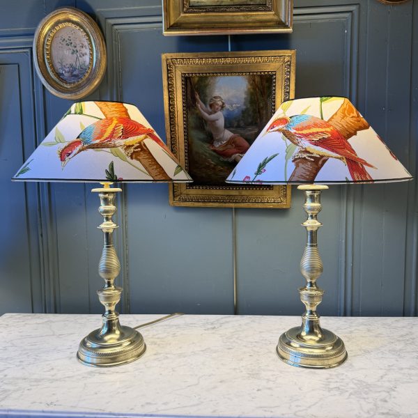 Large Pair Of 19th-century Bronze Lamps, Height 52 Cm