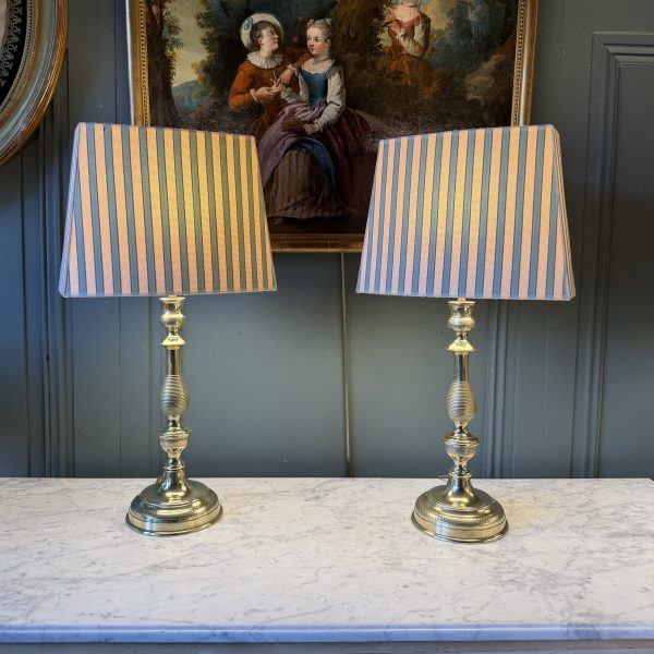 Grande paire de lampes en bronze XIXème, Hauteur 58 cm