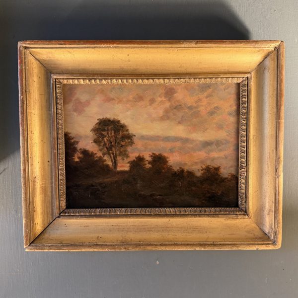 Soleil couchant, petit paysage fin XIXème