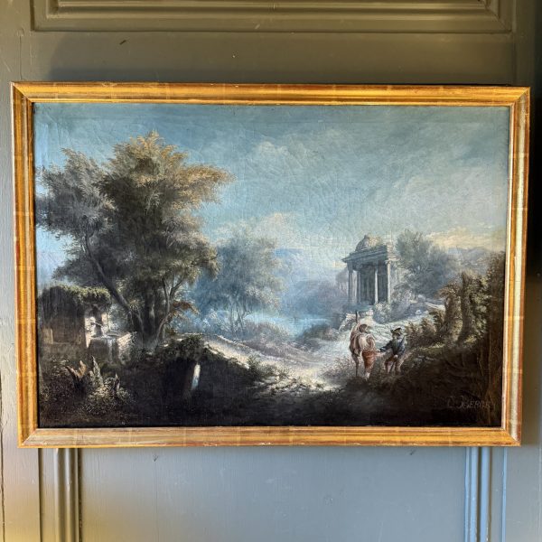 Paysage arcadien au temple antique XVIIIème
